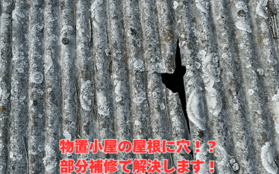 【古河市 五霞町 境町】物置小屋のポリカ波板屋根に穴!緊急部分補修で雨漏り解決