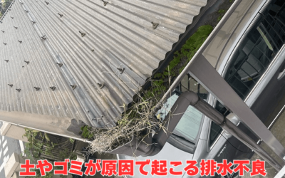 【古河市　五霞町　境町】カーポートの雨漏りは雨どいの土つまりが原因！プロの徹底掃除で完全解決