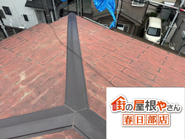 羽生市の住宅 新しい棟板金を取り付けた施工後の屋根