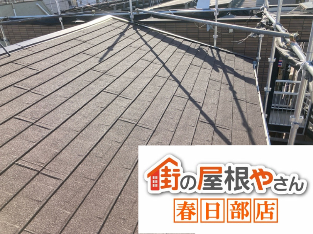 越谷市の住宅 フックシングルで覆った施工後の屋根