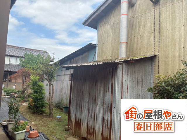 久喜市の倉庫 張替え前のトタン外壁